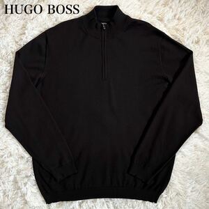 XXL размер превосходный товар HUGO BOSS Hugo Boss мужской половина Zip summer вязаный Zip выше темно-коричневый длинный рукав весна лето большой размер 