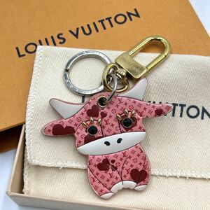 希少 LOUIS VUITTON ルイヴィトン ポルト クレ LVロデオ キーホルダー モノグラム チャーム 牛 ハート レザー レディース メンズ M80243