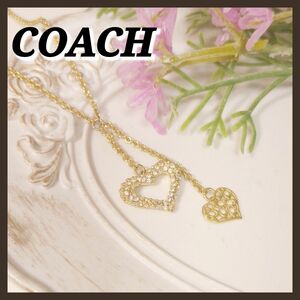 COACH コーチ　ハートネックレス　シグネチャー　ラインストーン　ゴールド　クリア