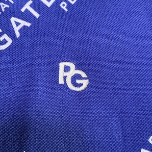 近年モデル PEARLY GATES パーリーゲイツ 半袖 鹿の子 ポロシャツ ストレッチ メンズ 5 (L) ブルー 白 ロゴ 総柄 ゴルフウェア 日本製 C420の画像8