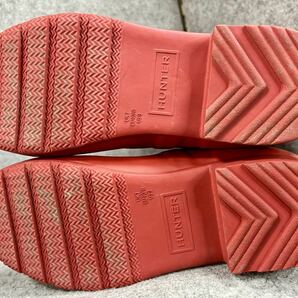 25.5～26㎝★美品 HUNTERレインブーツUK7 ハンターバッカブルブーツ 赤い長靴 ラバーブーツ ロングブーツの画像3