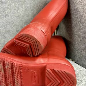 25.5～26㎝★美品 HUNTERレインブーツUK7 ハンターバッカブルブーツ 赤い長靴 ラバーブーツ ロングブーツの画像10