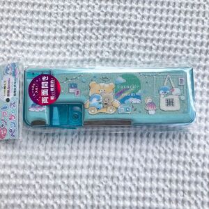 新品　筆箱　ペンケース　くま　両面　ベアー　女の子　青　キラキラ　小学生　軽量