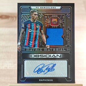 182枚限定 ハフィーニャ 2022-23 Panini Obsidian RAPHINHA 076/182 Patch Auto Matrix Material Barcelona 直筆サインカード 