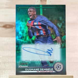 99枚限定 ウスマン・デンベレ 2022-23 Topps Stadium Club Chrome UEFA Ousmane Dembele Auto Barcelona 18/99 直筆サインカード