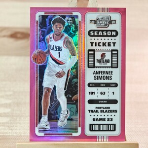 75枚限定 アンファニー・サイモンズ 2022-23 Panini Contenders Optic Pink Anfernee Simons 30/75 ポートランド・トレイルブレイザーズ