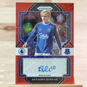 アンソニー・ゴードン 2022-23 Panini Prizm Premier League Red Stars Anthony Gordon Auto Everton 直筆サインカード