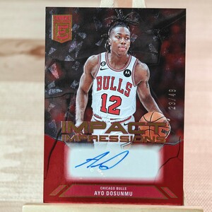 49枚限定 アヨ・ドスンム 2023-24 Panini Donruss Elite Ayo Dosunmu Impact Impressions Auto 直筆サインカード シカゴ・ブルズ