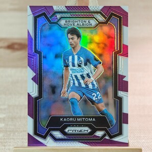 92枚限定 三笘薫 2023-24 Panini Prizm EPL Kaoru Mitoma 92/92 Purple White Stripes Prizm Brightonの画像1