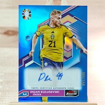 150枚限定 デヤン・クルゼフスキ 2023-24 Topps Finest Road to UEFA Euro Dejan Kulusevski Blue Auto 089/150 SWEDEN 直筆サインカード_画像1