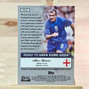100枚限定 アラン・シアラー 2023-24 Topps Finest UEFA Road To Euros Alan Shearer Euro Masters Auto 95/100 直筆サインカードの画像2