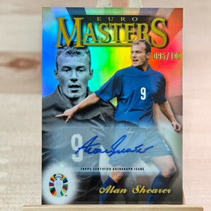 100枚限定 アラン・シアラー 2023-24 Topps Finest UEFA Road To Euros Alan Shearer Euro Masters Auto 95/100 直筆サインカードの画像1