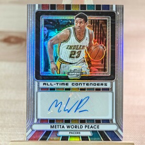 125枚限定 2022-23 Panini Contenders Optic Metta World Peace Silver Auto 001/125 Pacers 直筆サインカードの画像1