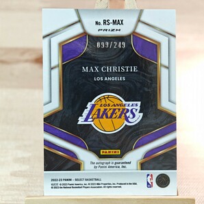 2022-23 Panini Select Basketball Max Christie Silver Prizm Auto 099/249 RC Lakers 直筆サインカードの画像2