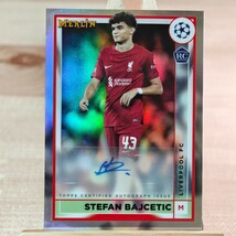 ステファン・バイチェティッチ 2022-23 Topps Merlin Chrome UEFA Stefan Bajcetic Autograph Auto Liverpool RC 直筆サインカード_画像1