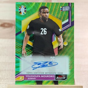 99枚限定 ユスファ・ムココ 2023-24 Topps Finest Road to UEFA Euro Youssoufa Moukoko Green Auto 71/99 Germany 直筆サインカード