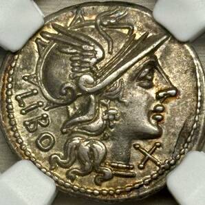 【古代ローマ銀貨】(NGC-AU 紀元前148年 3.76g)の画像1