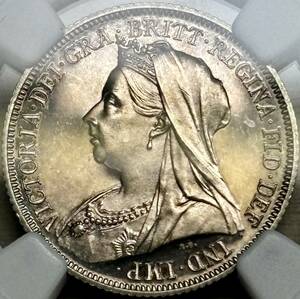 【イギリス銀貨】(希少プルーフ貨 NGC-PF64 CAMEO 1893年銘)