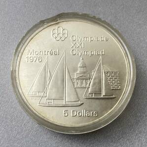 1976年 カナダ モントリオールオリンピック 銀貨 5ドル 硬貨 五輪 記念コイン ケース入り(傷みあり)の画像1