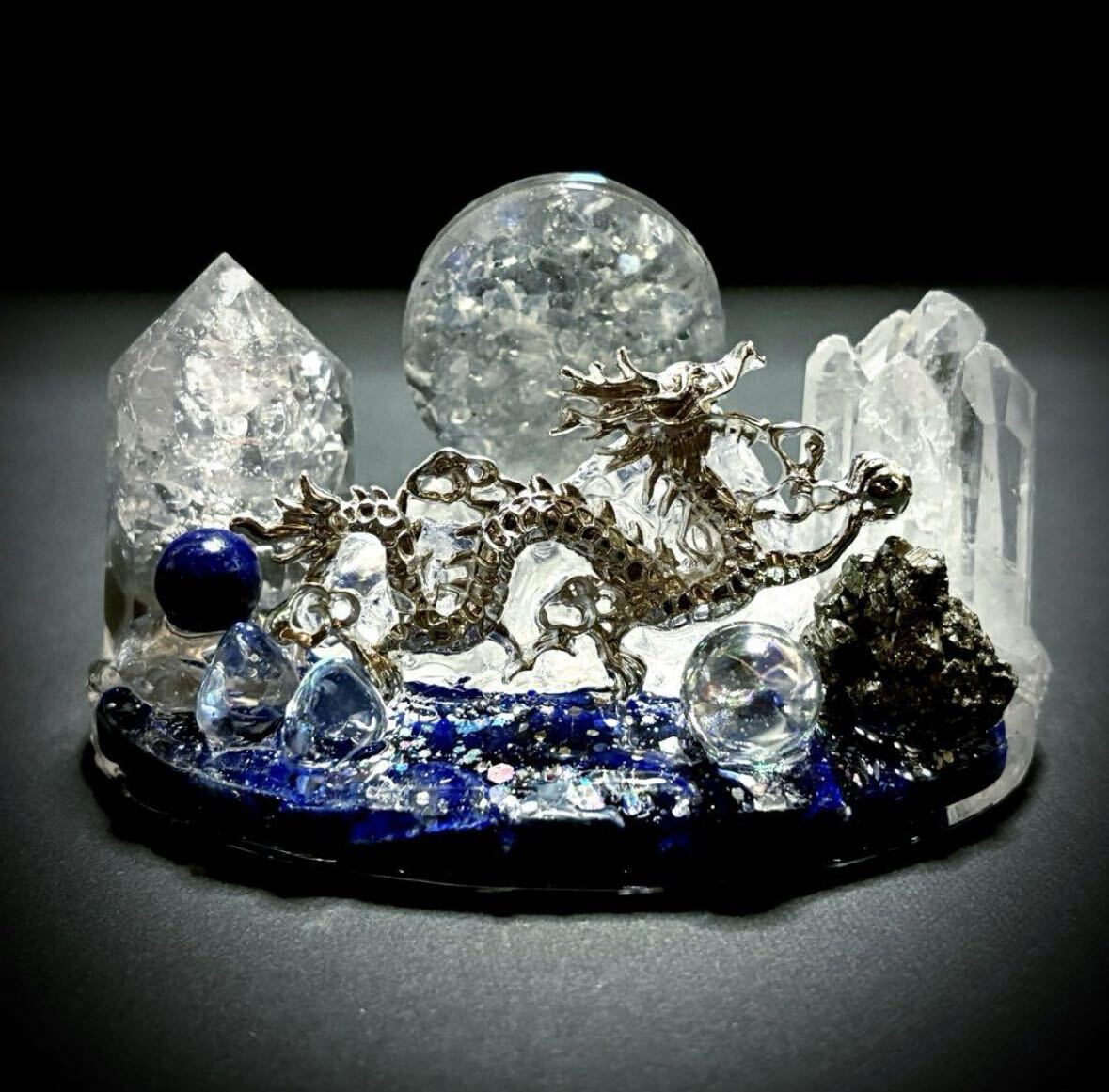 ◇A mysterious night with dancing dragons◇Orgonite◇Lapis lazuli◇Labradorite◇Pyrite◇Crystal◇, Handmade items, interior, miscellaneous goods, ornament, object
