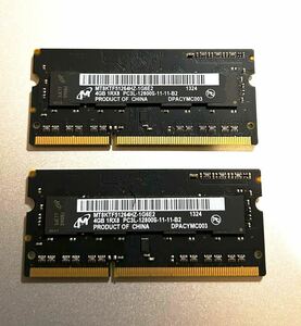 Micron 4GB 2枚セット DDR3 ノートパソコン用メモリ PC3-12800S 204ピン DDR3-1600 DDR3 LAPTOP RAM 