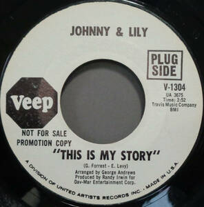 【SOUL 45】JOHNNY & LILY - THIS IS MY STORY / CROSS MY HEART (s240429002) *deep soul classic