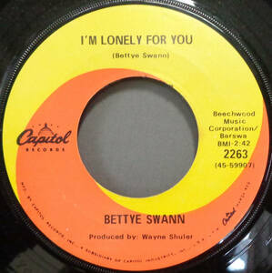 【SOUL 45】BETTYE SWANN - I'M LONELY FOR YOU / (MY HEART IS) CLOSED FOR THE SEASON (s240415011)