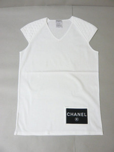 CHANEL シャネル シンプルトップス #38 タグ付デザイン ホワイト 5872