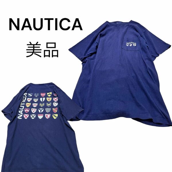 90's Nautica ロゴT Made in USA 美品　ノーティカ　M Tシャツ ネイビー