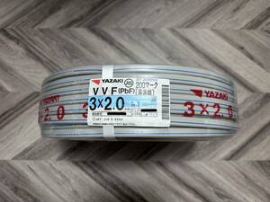 新品未使用　矢崎YAZAKI　VVF2.0-3C(F2.0-3C)　200マーク(黒赤緑)　1巻100m　2024.1製造