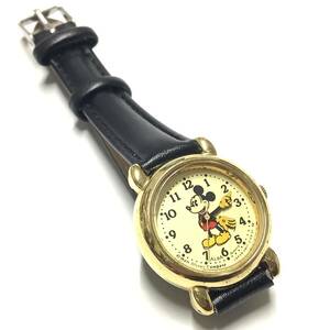 [ retro * батарейка & заменен ремень .] Seiko Alba SEIKO ALBA Disney Mickey Mouse наручные часы герой часы 