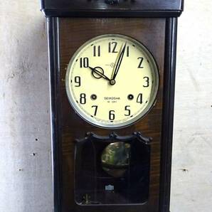 （Nz042408）SEIKOSHA 精工舎 昭和レトロ！ 壁掛け 振り子時計 ゼンマイ式 手巻き ボンボン時計 柱 掛時計 の画像1