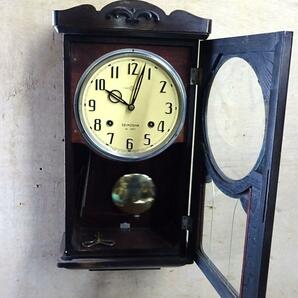 （Nz042408）SEIKOSHA 精工舎 昭和レトロ！ 壁掛け 振り子時計 ゼンマイ式 手巻き ボンボン時計 柱 掛時計 の画像2