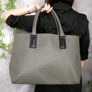 ●超美品●BOTTEGA VENETA ボッテガ ヴェネタ●メンズ●マルコポーロ●PVC カーフ レザー 本革●トート バッグ●グレー 黒●A4●Js45544の画像1