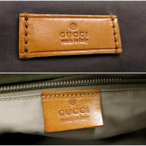 ◆GUCCI グッチ◆メンズ◆ナイロン カーフ レザー 本革◆ショルダー バッグ◆ダークブラウン カーキ キャメル SV金具◆イタリア製◆A4600の画像8