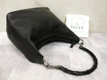 ●超美品●GUCCI グッチ●バンブー●カーフ レザー 本革●ハンド バッグ●黒●シルバー金具●イタリア製●肩掛け●収納●かばん●Js45506_画像4