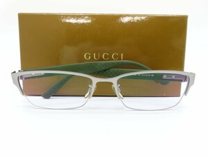 ◆超美品◆GUCCI グッチ◆シェリー GG9700/F◆メガネ 眼鏡◆カーキ グレー マットシルバー◆イタリア製◆ハーフリム◆ケース付き◆A4559