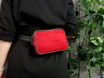 ●超美品●PRADA プラダ スポーツ●ナイロン●ウエスト ポーチ●赤 グレー●シルバー金具●イタリア製●斜め掛け●かばん●Js45754_画像1