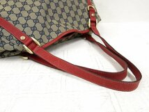 ◆超美品◆GUCCI グッチ◆GGキャンバス カーフ レザー 本革◆ショルダー トート バッグ◆赤 ベージュ 紺 ゴールド金具◆イタリア製◆A4730_画像3