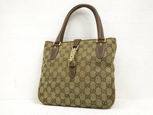 ◆美品◆GUCCI グッチ◆ニュージャッキー◆GGキャンバス カーフ レザー 本革◆ハンド バッグ◆ブラウン系 ゴールド金具◆イタリア製◆A4673