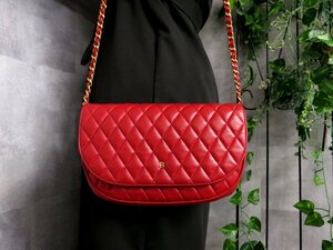 ●超美品●BALLY バリー●Bロゴ●キルティング レザー 本革●チェーン ショルダー バッグ●赤●ゴールド金具●斜め掛け●かばん●Js45750