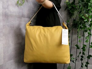 ●超美品●新品同様●MARNI マルニ●ロゴ型押し●カーフ レザー 本革●ワンショルダー バッグ●イエロー オフホワイト●A4 書類●Js45779