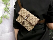 ●超美品●GUCCI グッチ●GGキャンバス カーフ レザー 本革●ウエスト ボディ バッグ●ベージュ ブラウン●SV金具●斜め掛け●Js45798_画像2