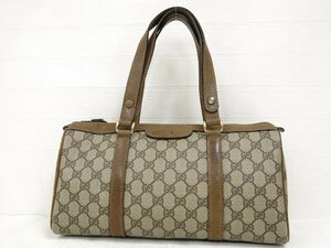 * прекрасный товар *GUCCI Old Gucci *GGs шкив m*PVC кожа натуральная кожа * ручная сумочка * бежевый G металлические принадлежности * Италия производства * Vintage *A4814