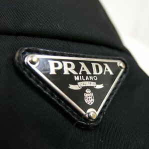 ◆PRADA プラダ◆ナイロン カーフ レザー 本革◆2way ハンド ショルダー バッグ◆ブラック SV金具◆イタリア製◆三角ロゴプレート◆A4818の画像8