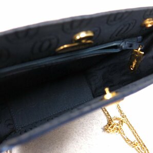 ●美品●Cartier カルティエ●マスト●ロゴ金具●ジュエリー柄●サテン●チェーン ショルダー バッグ●紺●G金具●ヴィンテージ●Js45948の画像10