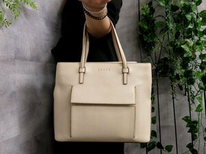 超美品●LOEWE ロエベ●ロゴ型押し●カーフ レザー 本革●トート ハンド バッグ●ベージュ●G金具●腕掛け●B5 収納 書類 かばん●Js45922