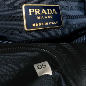 ●美品●PRADA プラダ●キルティング ポコノ ナイロン サフィアーノ レザー 本革●チェーン ショルダー バッグ●ネイビー●かばん●Js45831の画像9