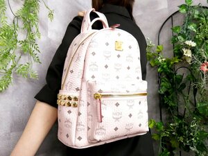 * super-beauty goods *MCM M si- M *STARK* Visee tos backpack * leather original leather * rucksack * baby pink *G metal fittings *B5 storage *Js46125