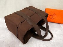 ●超美品●HERMES エルメス●アカプルコPM●ナイロン カーフ レザー 本革●ハンド トート バッグ●ブラウン●シルバー金具●収納●Js46067_画像4